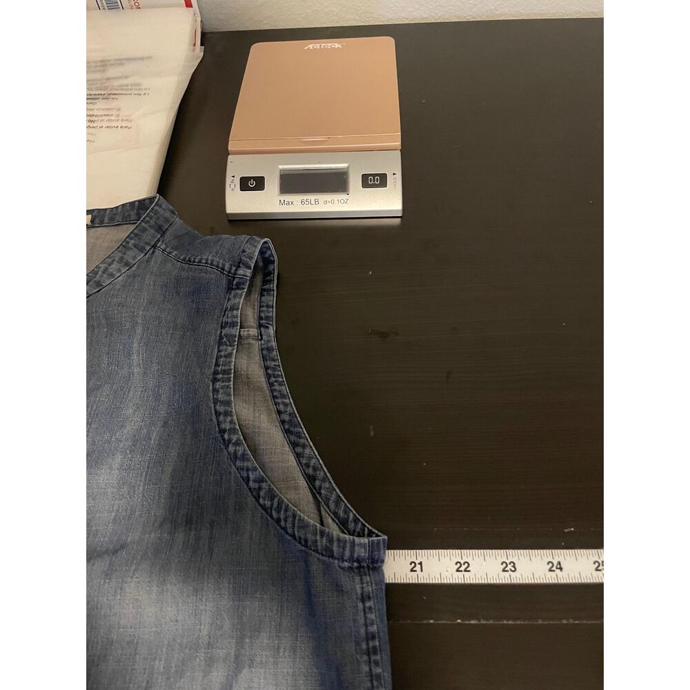 Eileen Fisher Shirt Dress Womens Large Blue Denim Tencel Sleeveless Button Front - Picture 5 of 7